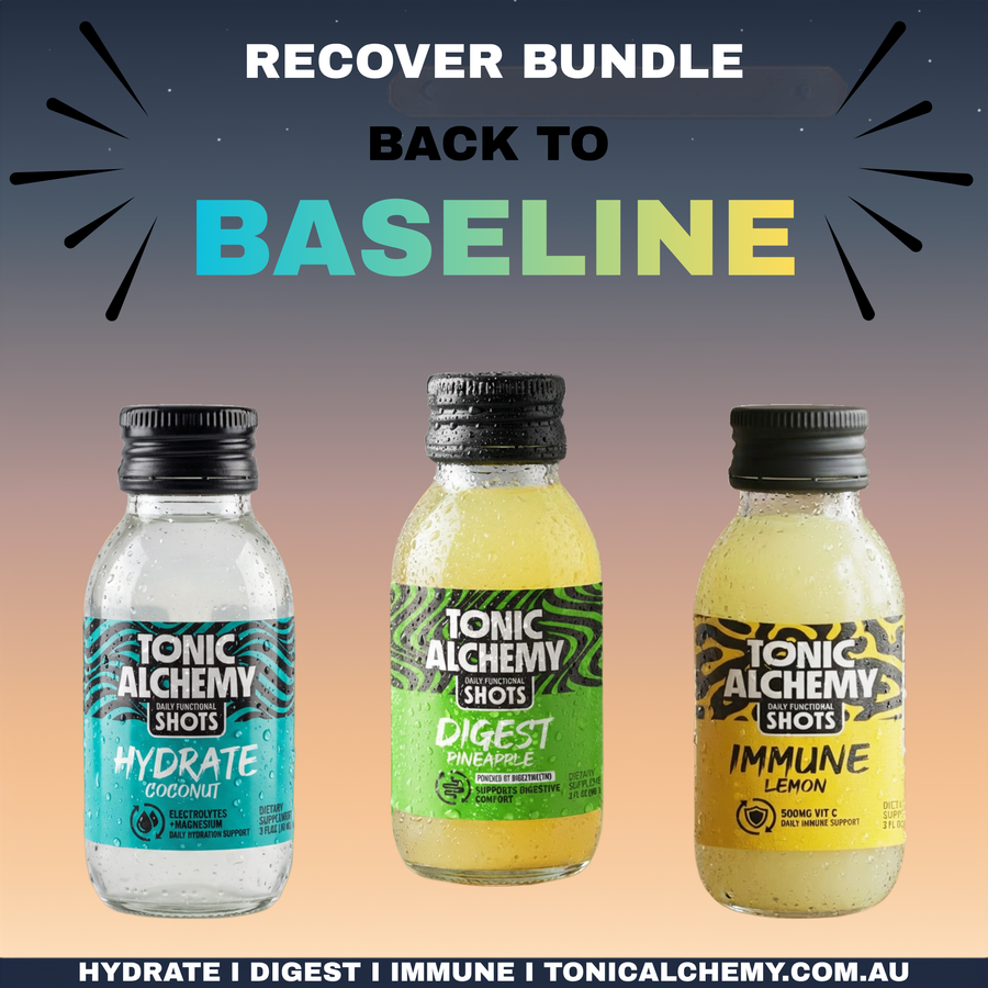Tonic Alchemy Recovery Bundle: 12x 90ml Digest, Hydrate and Immune functional shots